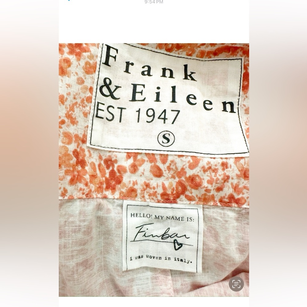 NEW Frank & Eileen Finbar Relaxed Button-down Shirt in Peach Floral Size S - Picture 12 of 17